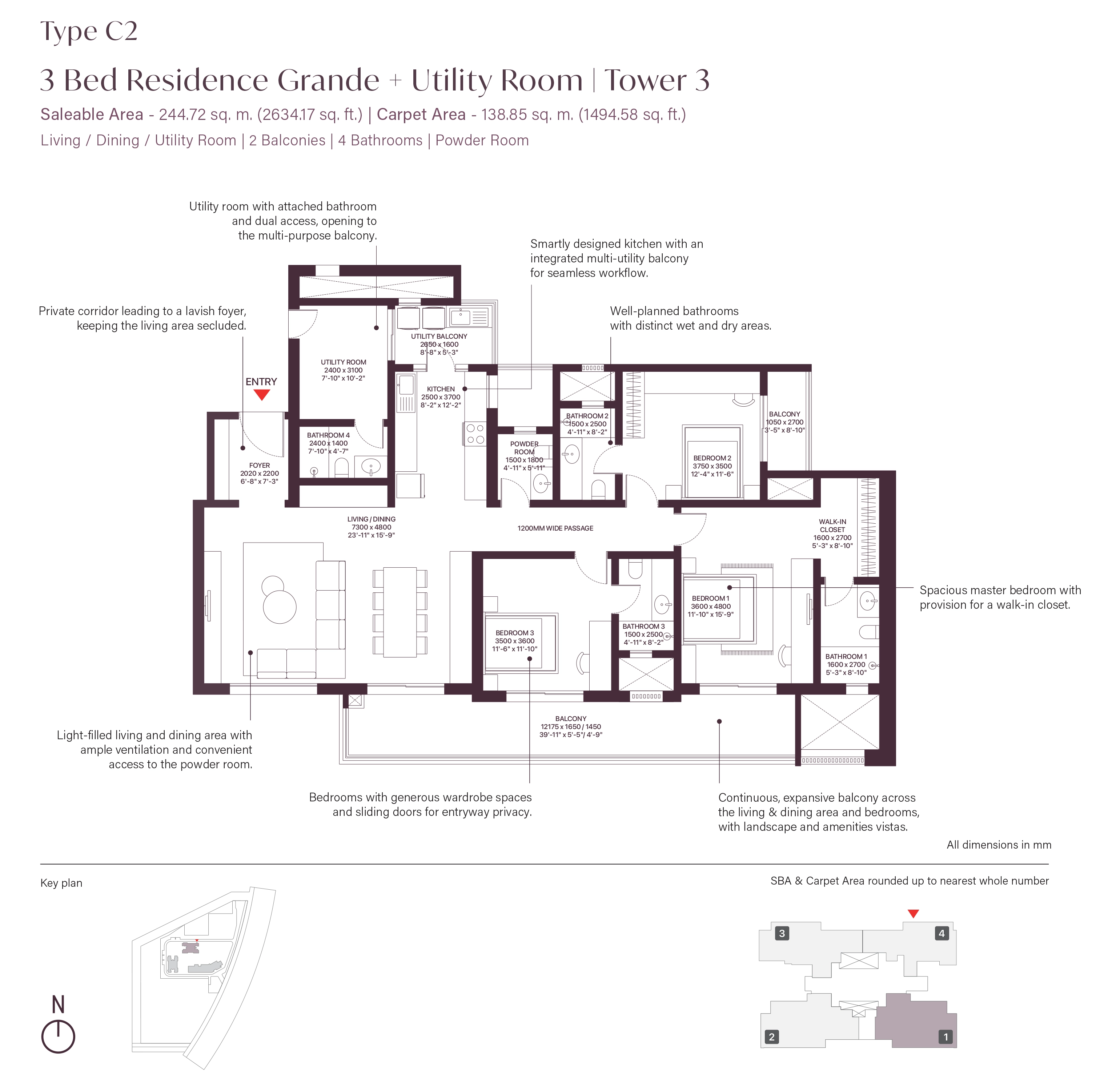 Sobha Sector 63A 4BHK Floor Plan Type 2